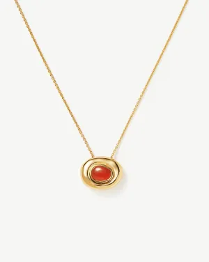 Molten Gemstone Doughnut Pendant Necklace | 18ct Gold Plated Vermeil/Orange Chalcedony