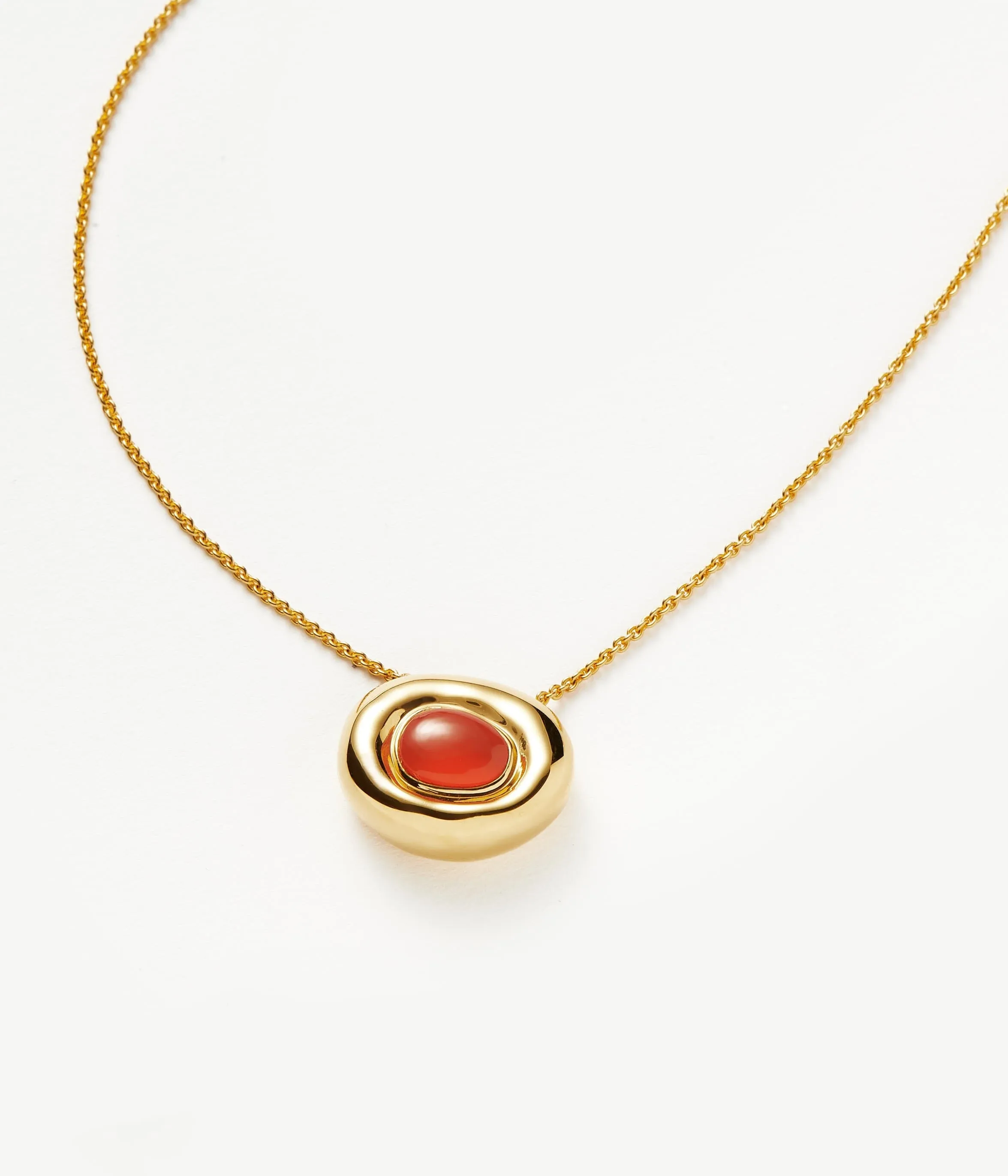 Molten Gemstone Doughnut Pendant Necklace | 18ct Gold Plated Vermeil/Orange Chalcedony