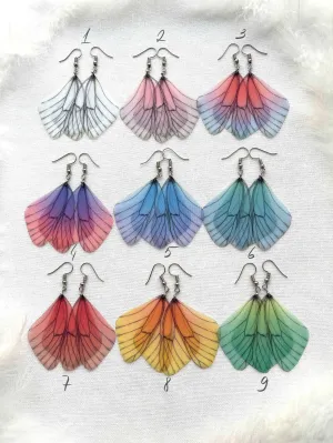 Multicolor Fairy Wings Earrings with Unique Gradient Effect