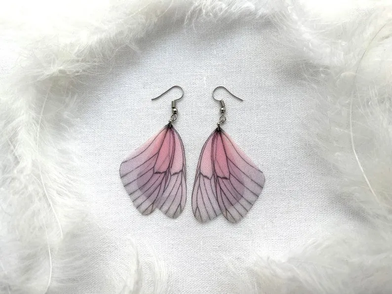 Multicolor Fairy Wings Earrings with Unique Gradient Effect
