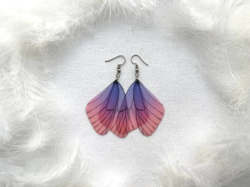 Multicolor Fairy Wings Earrings with Unique Gradient Effect