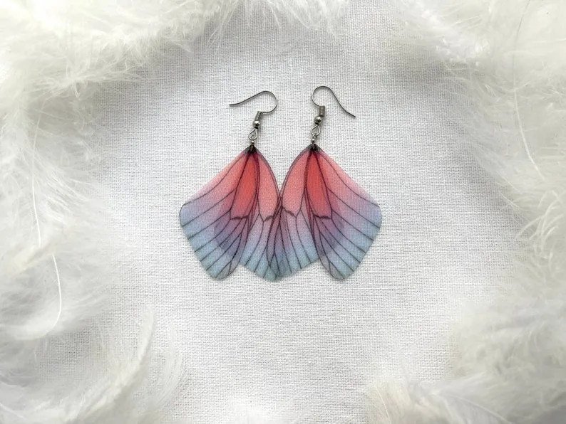 Multicolor Fairy Wings Earrings with Unique Gradient Effect
