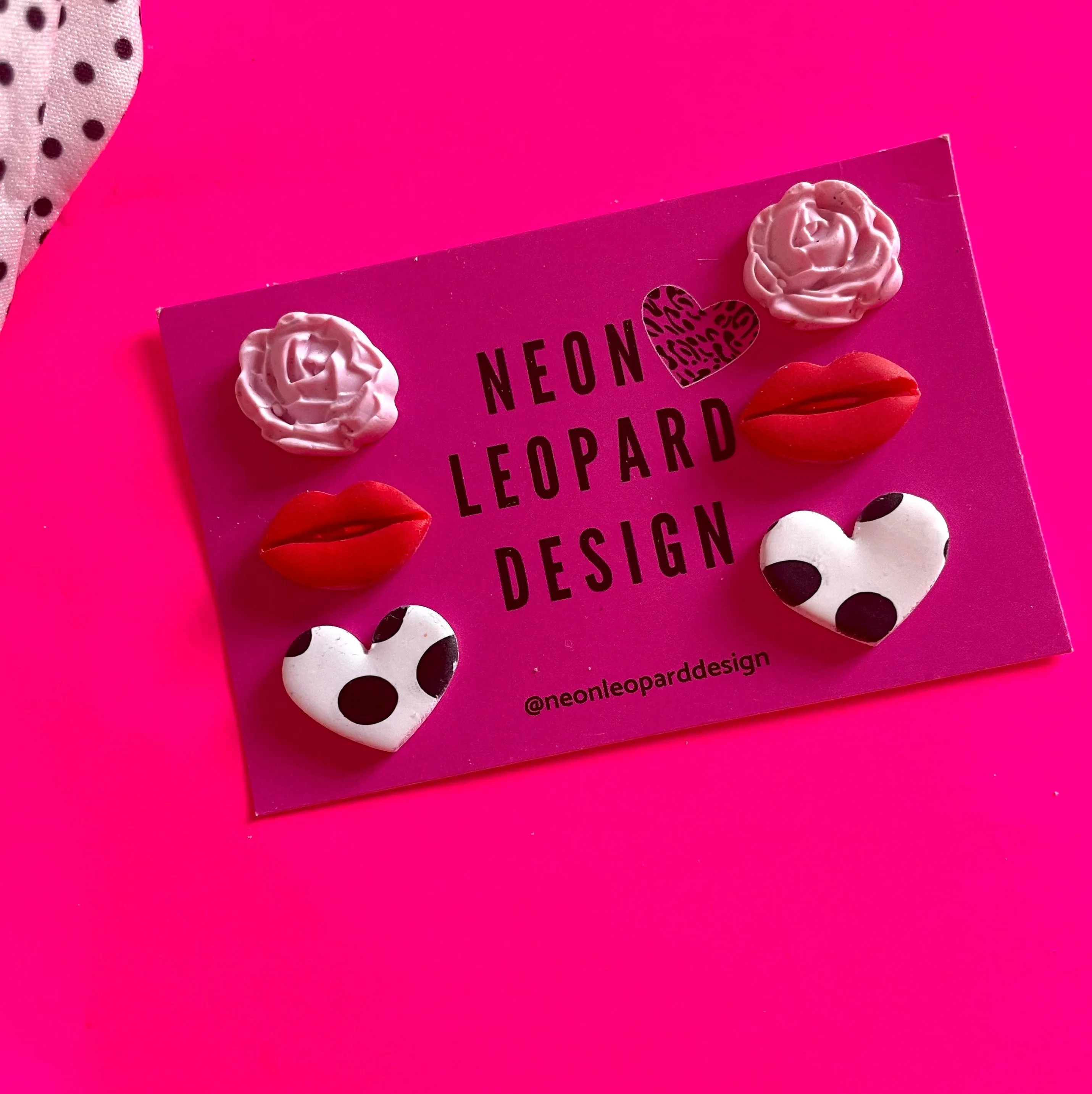 Neon Leopard Design- Valentine Stud Pack Earrings