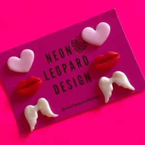Neon Leopard Design- Valentine Stud Pack Earrings