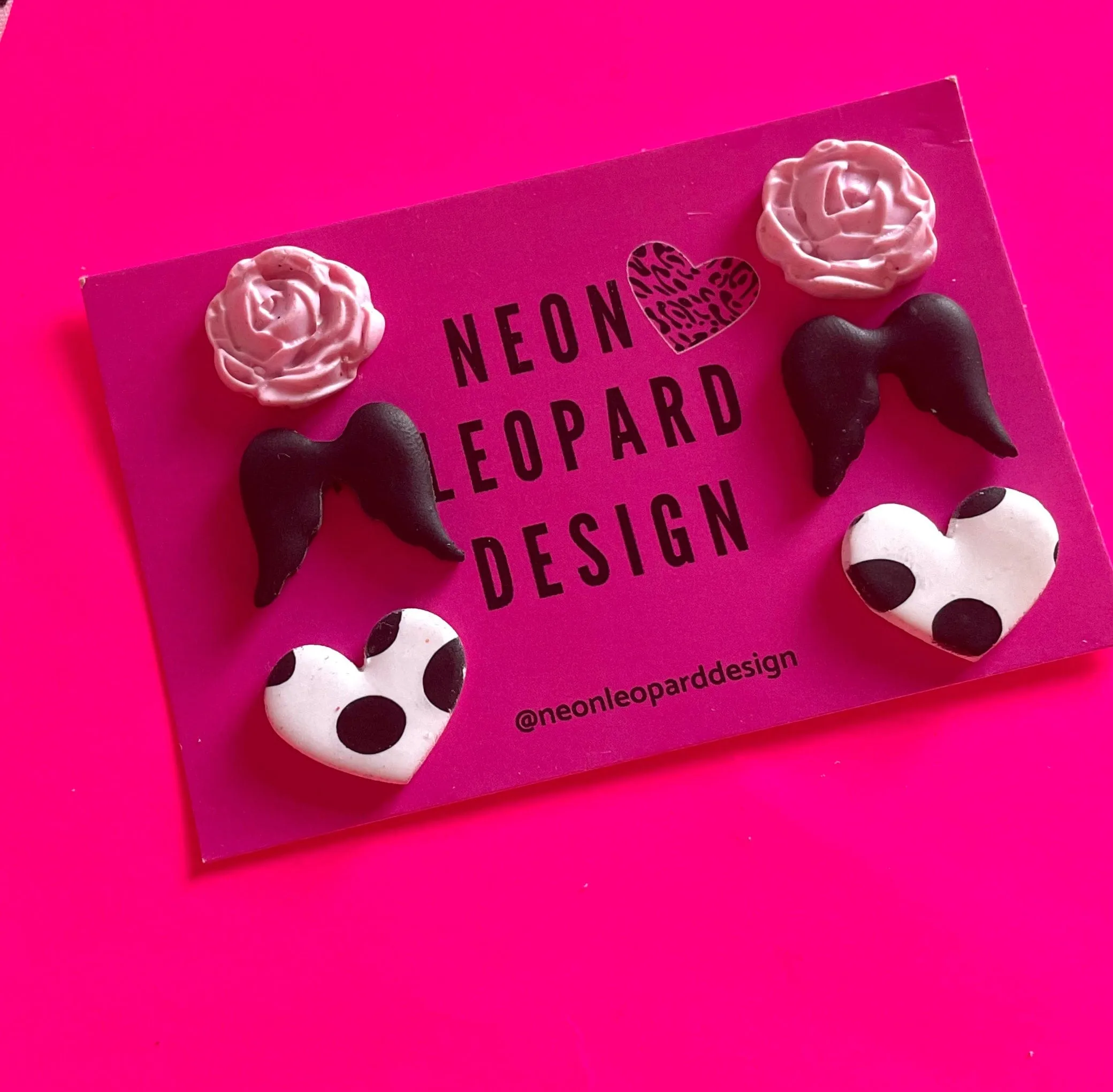 Neon Leopard Design- Valentine Stud Pack Earrings
