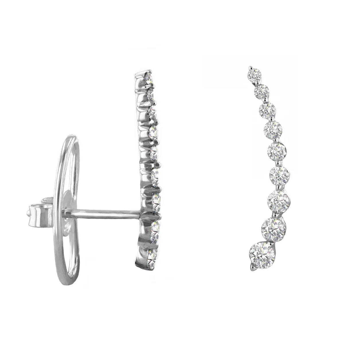 New York Collection Diamond Climber Earrings | 9K White Gold