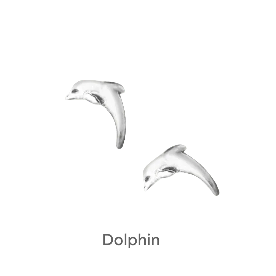 Ocean-Inspired Dolphin Sterling Silver Stud Earrings on Card - Unique Jewelry