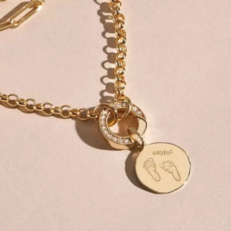 Organic 14K Gold Disc Engravable Charm