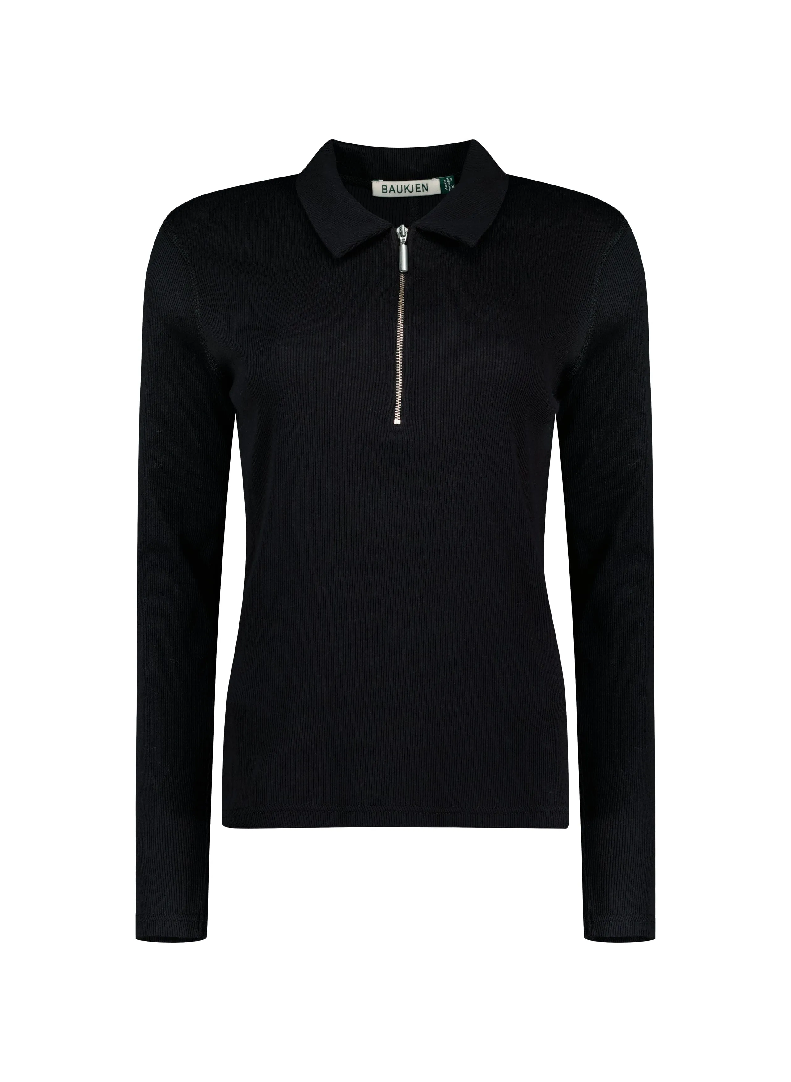 Organic Cotton Zip Collar Top | Black