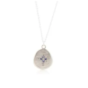 Organic Four Star Necklace with Blue Sapphire