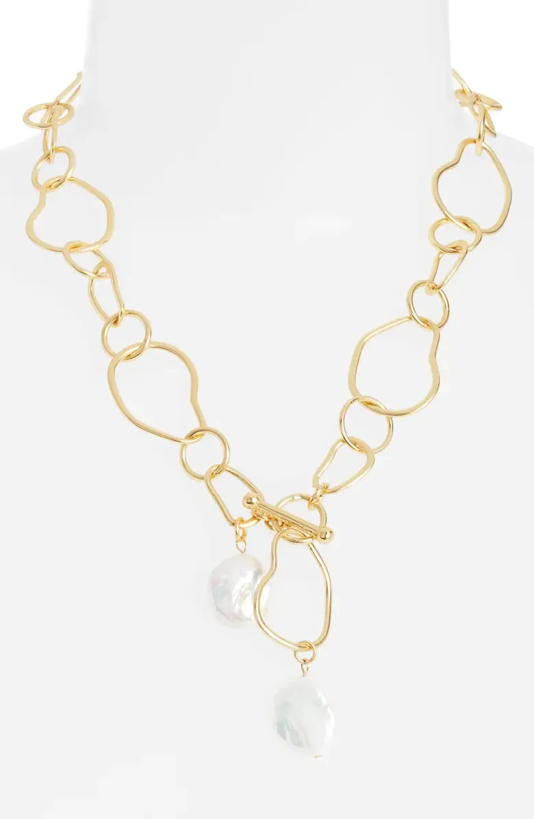 Organic Link X Pearl Necklace