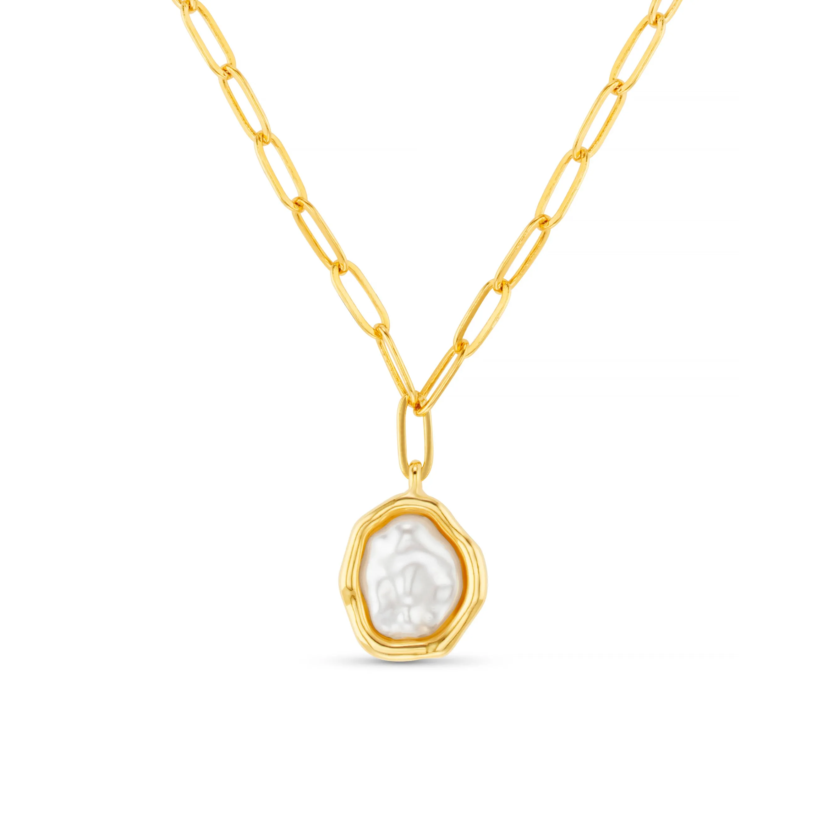 Organic Molten Pearl Pendant Necklace