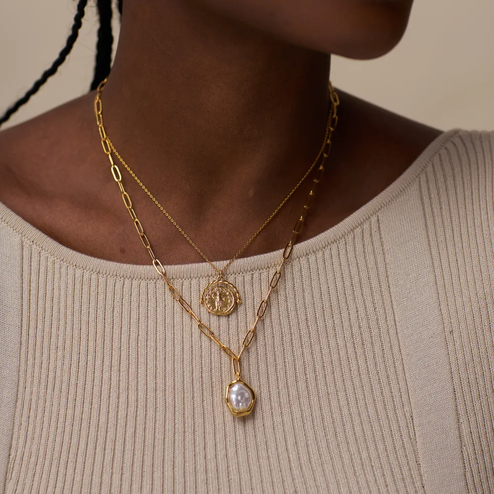 Organic Molten Pearl Pendant Necklace