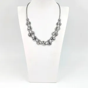 Organic shape silver necklace with crystals
