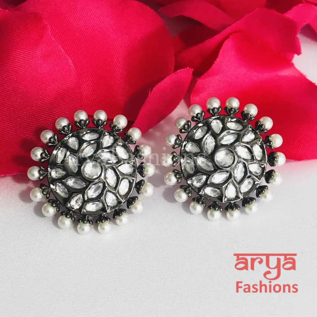 Pacchi Kundan Pearl Round Studs