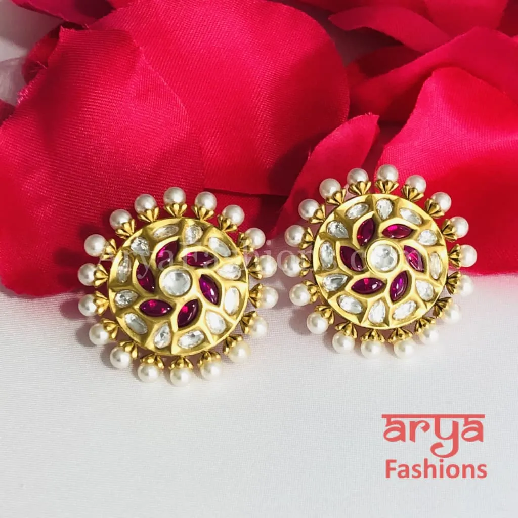 Pacchi Kundan Pearl Round Studs