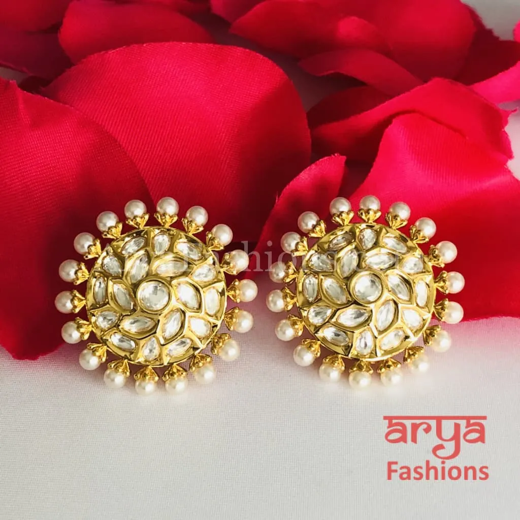 Pacchi Kundan Pearl Round Studs