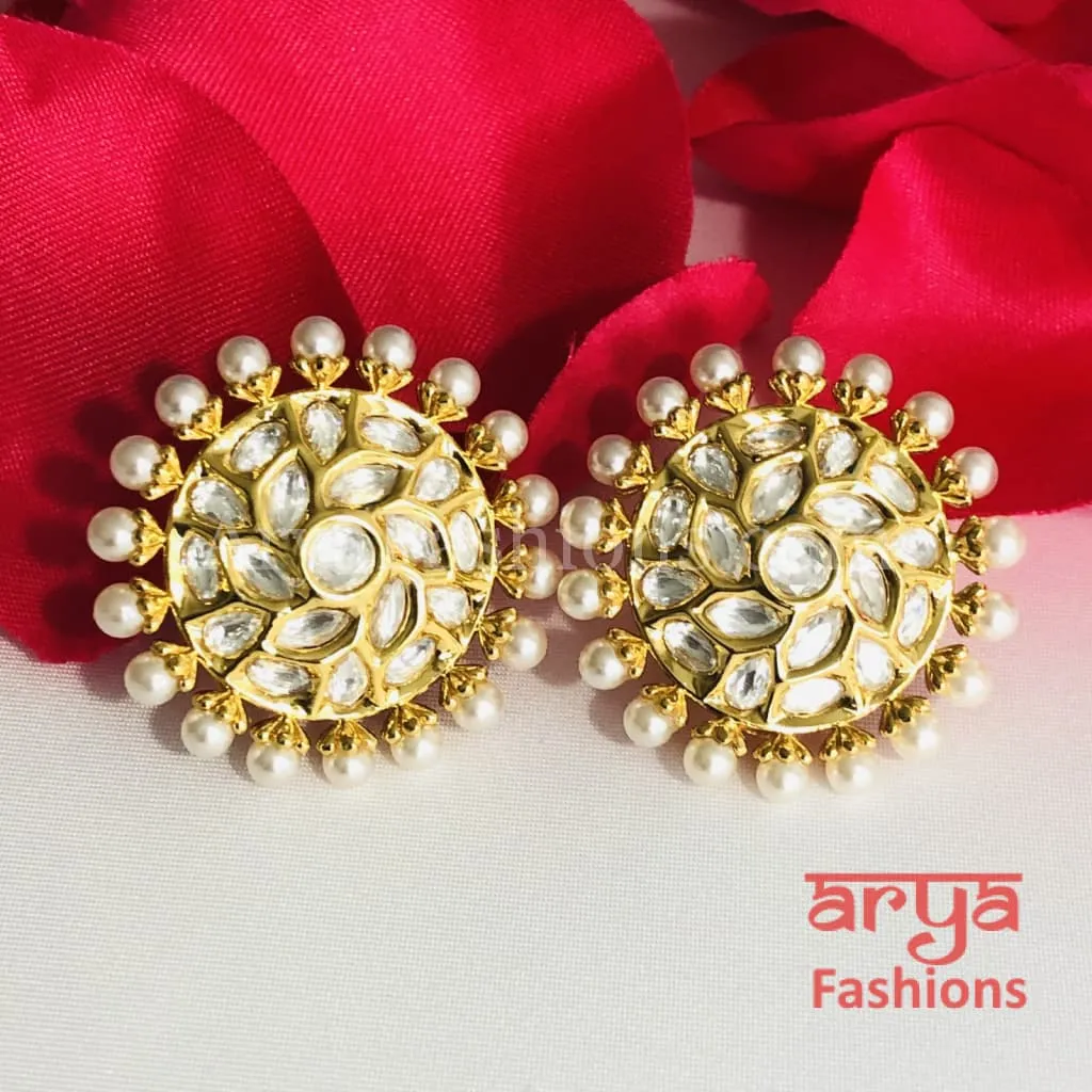 Pacchi Kundan Pearl Round Studs