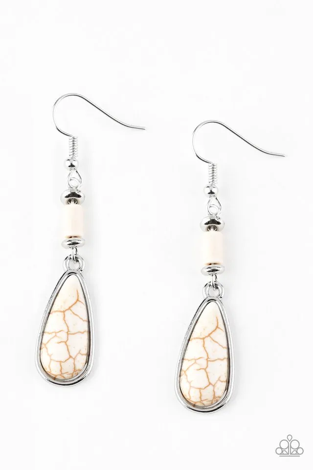 Paparazzi Earring ~ Courageously Canyon - White