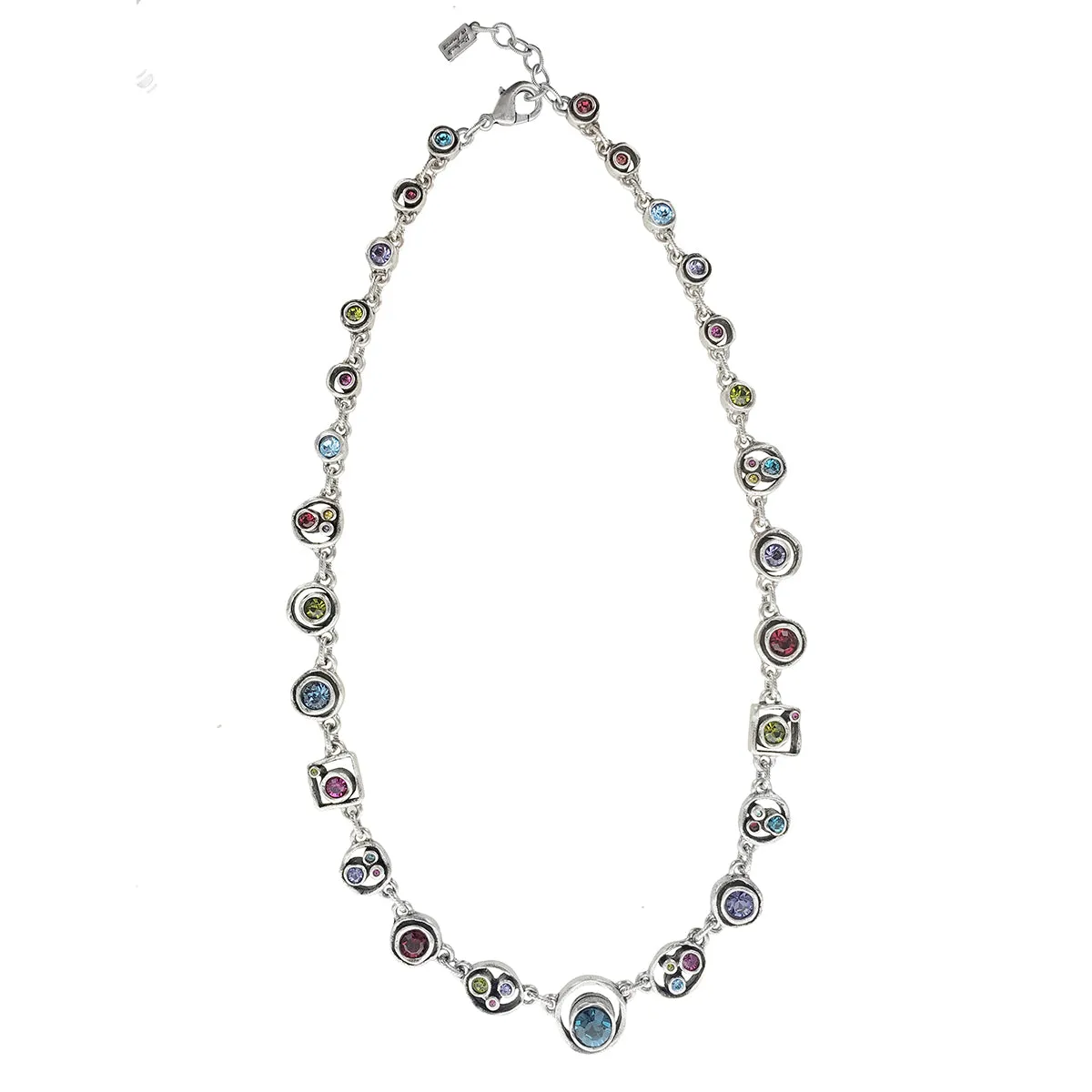Patricia Locke Penny Arcade Teal Red Crystal Necklace
