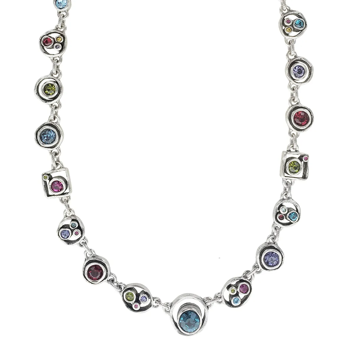 Patricia Locke Penny Arcade Teal Red Crystal Necklace