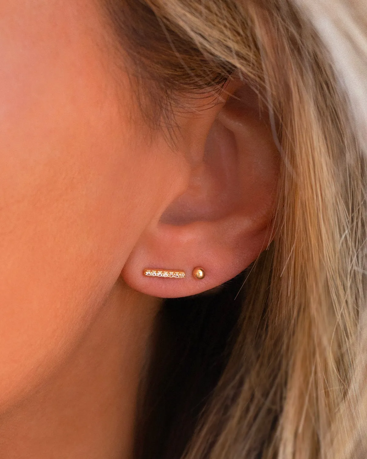 Pave Bar Studs | Gold