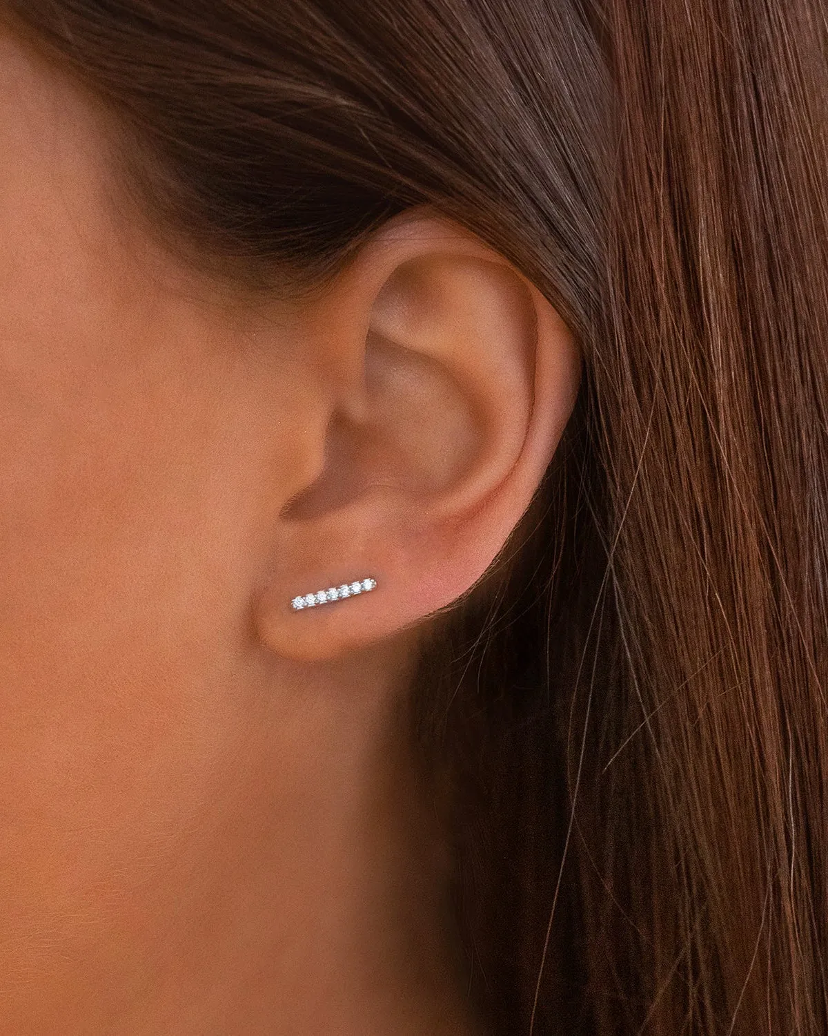 Pave Bar Studs | Silver