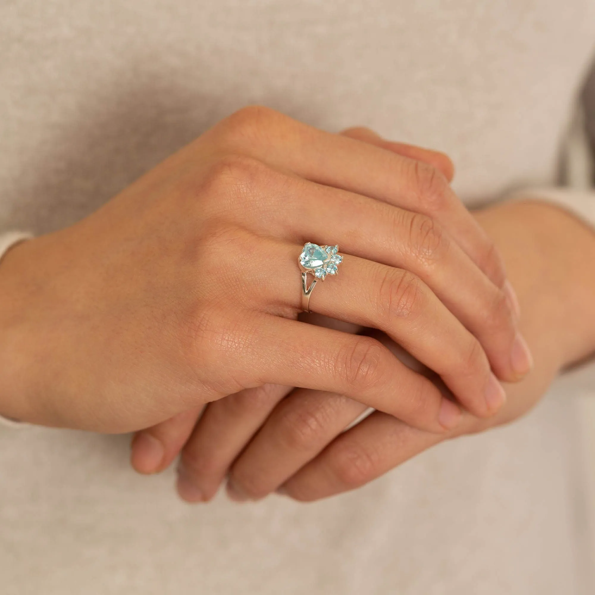 Paw Print Birthstone Sterling Ring | Fair Trade