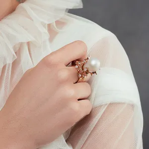 Pearlite Moon Ring
