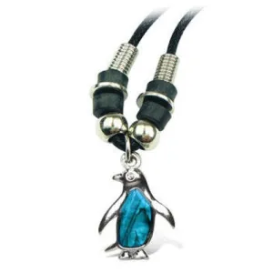 Penguin Aqua Tummy Pendant (18" Long Chain)