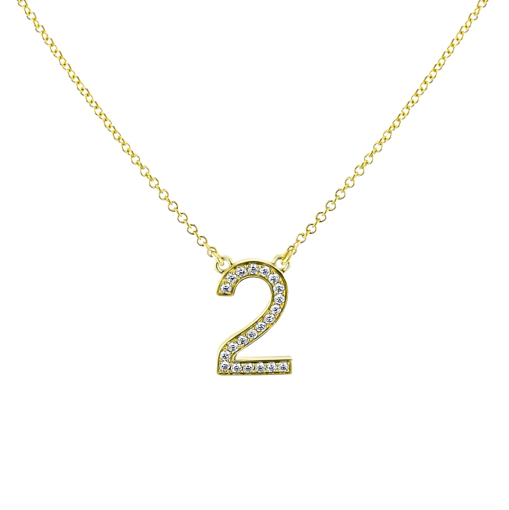Personalized Number Pendant Necklace in 18k Gold with Diamonds NUMBER-1 WHITE 18K X WHITE