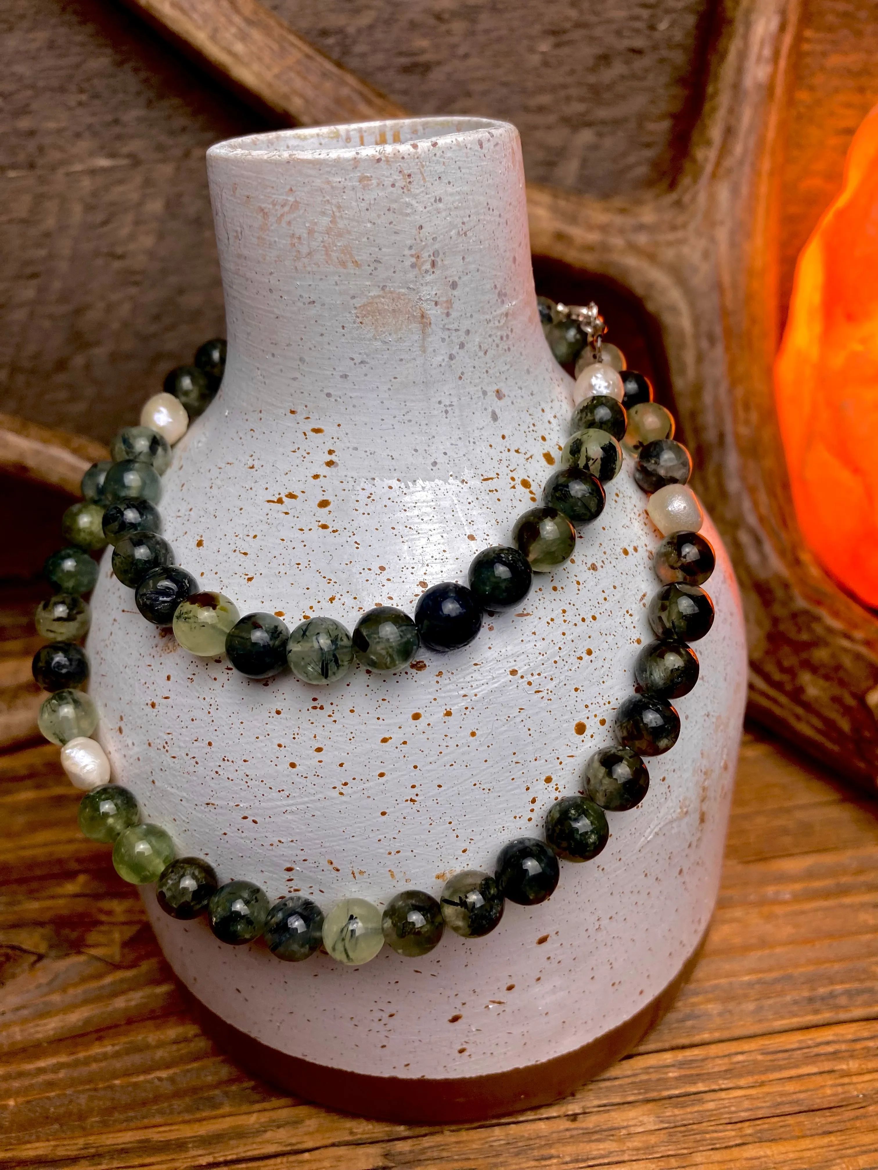 Prehnite & Pearl Necklace