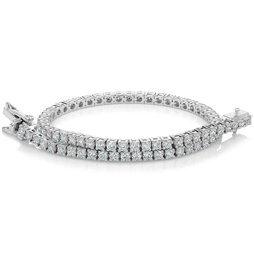 Premium Lab-Grown Diamond, 3 carat TW round brilliant tennis bracelet in 18 carat white gold