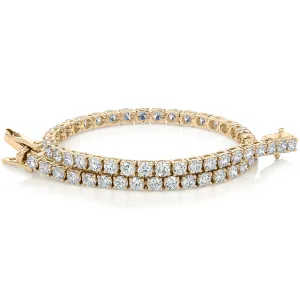 Premium Lab-Grown Diamond, 5 carat TW round brilliant tennis bracelet in 14 carat yellow gold