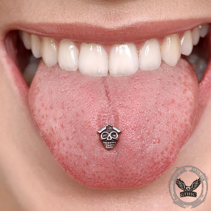 Punk Skull Head Stainless Steel Tongue Ring