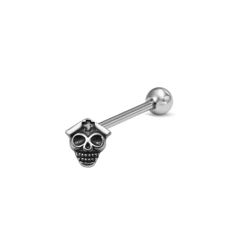 Punk Skull Head Stainless Steel Tongue Ring