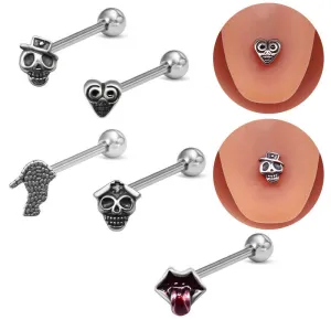 Punk Skull Head Stainless Steel Tongue Ring