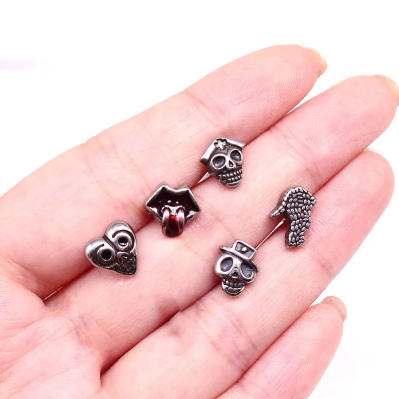 Punk Skull Head Stainless Steel Tongue Ring