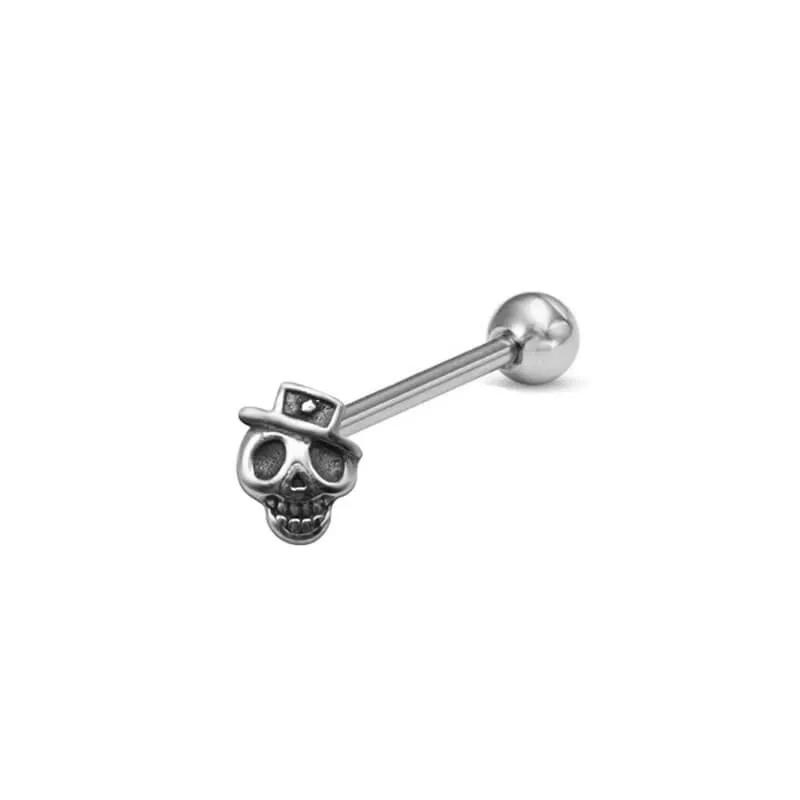 Punk Skull Head Stainless Steel Tongue Ring