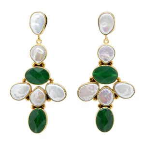 "Rock Candy" Pearl & Emerald Earrings by Michelle Nussbaumer