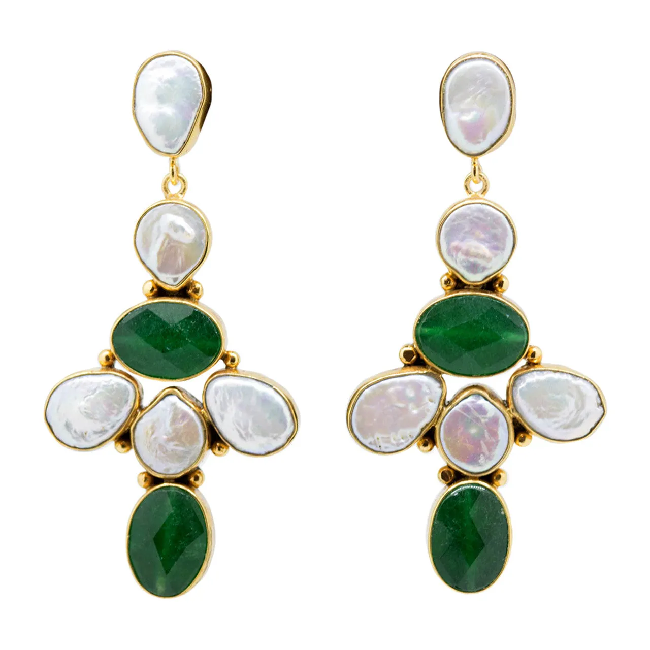 "Rock Candy" Pearl & Emerald Earrings by Michelle Nussbaumer