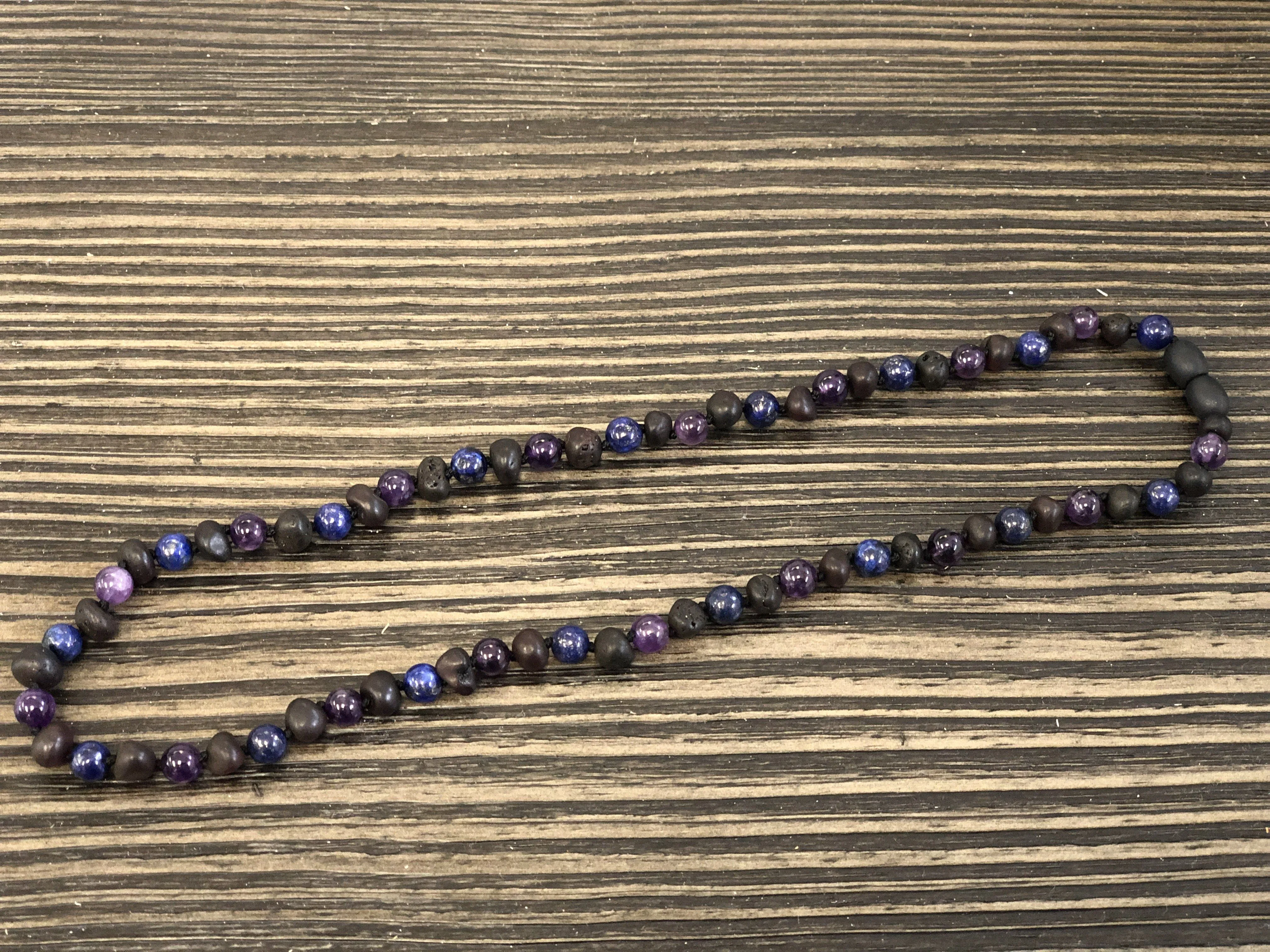 Raw Cherry Baltic Amber Necklace 16 17 19 22 Lapis Amethyst