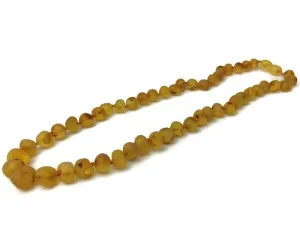 Raw unpolished 16 17 inch Honey Baltic Amber Necklace for Big Kid, Child, Teen, or Adult
