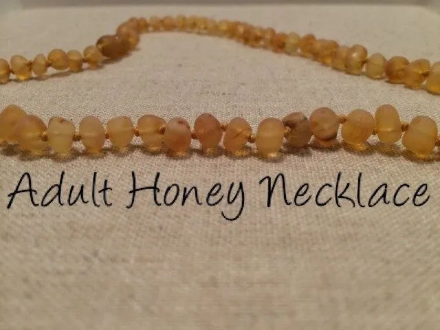 Raw unpolished 16 17 inch Honey Baltic Amber Necklace for Big Kid, Child, Teen, or Adult