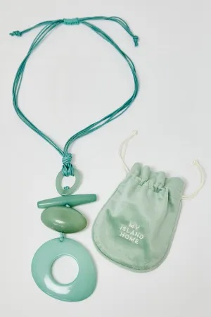 Resin Pendants On Cord - Aqua