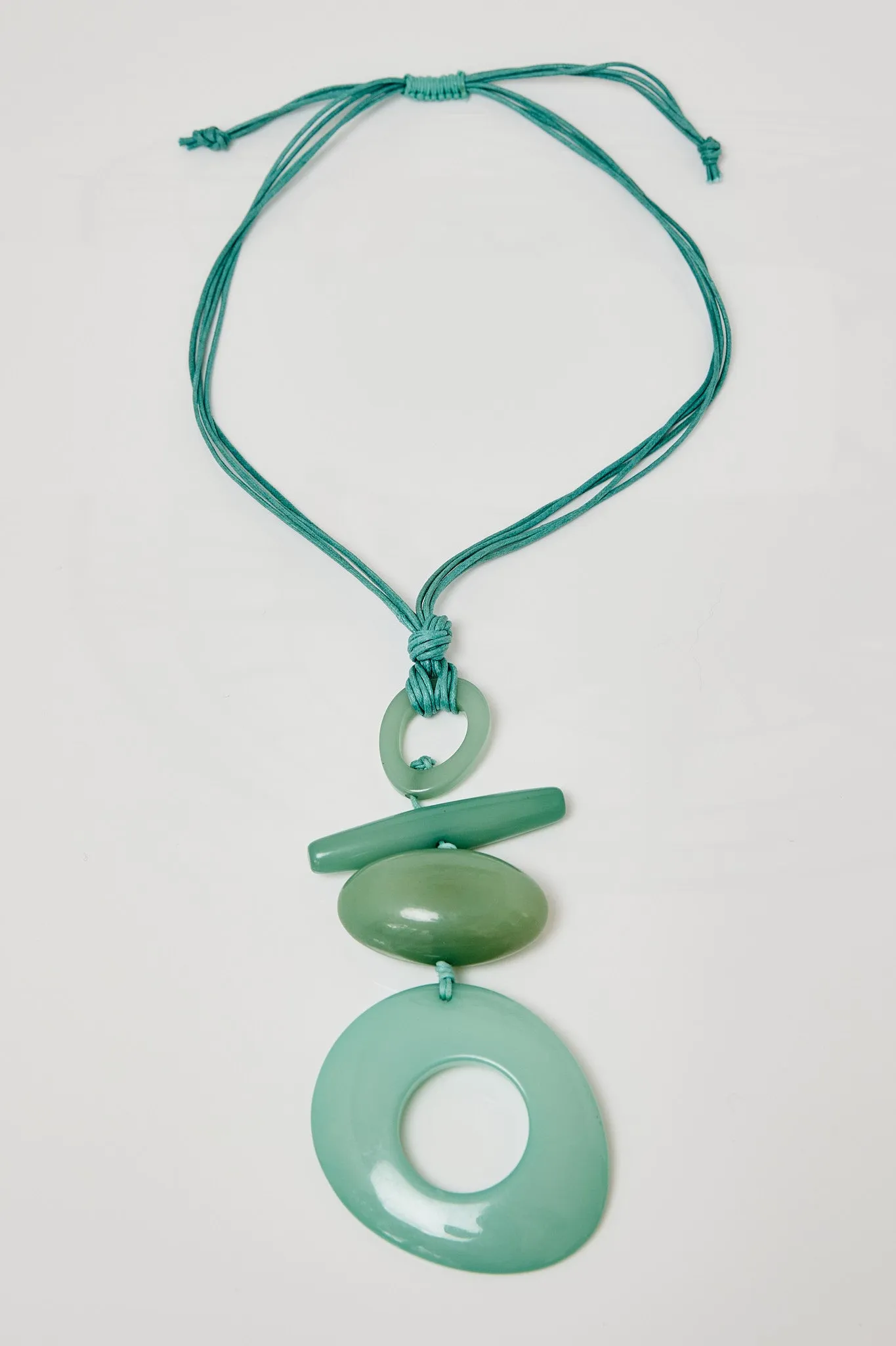 Resin Pendants On Cord - Aqua