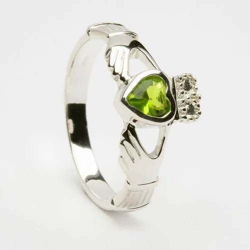 Retired AUGUST Birthstone Silver Claddagh Ring LS-BSR-8