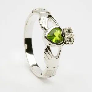 Retired AUGUST Birthstone Silver Claddagh Ring LS-BSR-8
