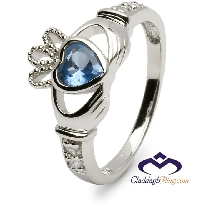 Retired DECEMBER Birthstone Silver Claddagh Ring LS-SL90DC-12  No Inscription