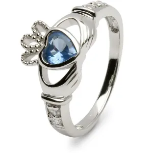 Retired DECEMBER Birthstone Silver Claddagh Ring LS-SL90DC-12  No Inscription